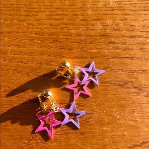 Pink and Purple Star Clip-On Earrings